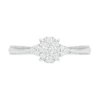 0.23 CT. T.W. Diamond Vintage-Style Scallop Shank Bridal Set in Sterling Silver|Peoples Jewellers