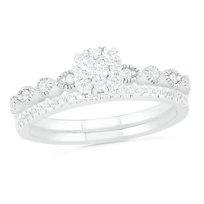 0.37 CT. T.W. Composite Diamond Vintage-Style Bridal Set in 10K White Gold|Peoples Jewellers