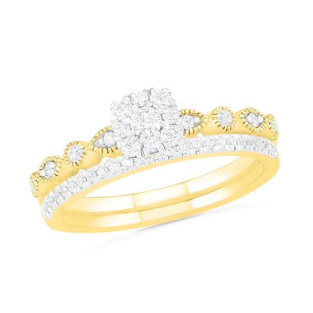 0.37 CT. T.W. Composite Diamond Vintage-Style Alternating Bridal Set in 10K Gold|Peoples Jewellers