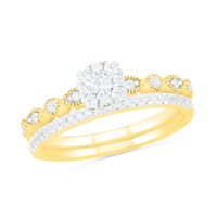 0.37 CT. T.W. Composite Diamond Vintage-Style Alternating Bridal Set in 10K Gold|Peoples Jewellers