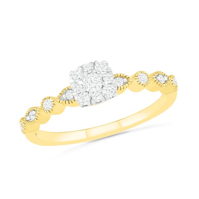 0.37 CT. T.W. Composite Diamond Vintage-Style Alternating Bridal Set in 10K Gold|Peoples Jewellers