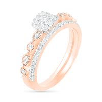 0.37 CT. T.W. Composite Diamond Vintage-Style Alternating Bridal Set in 10K Rose Gold|Peoples Jewellers