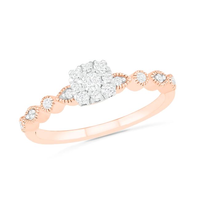 0.37 CT. T.W. Composite Diamond Vintage-Style Alternating Bridal Set in 10K Rose Gold|Peoples Jewellers