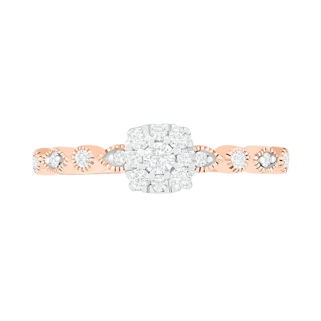 0.37 CT. T.W. Composite Diamond Vintage-Style Alternating Bridal Set in 10K Rose Gold|Peoples Jewellers