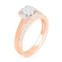 0.29 CT. T.W. Composite Diamond Cushion Frame Bridal Set in 10K Rose Gold|Peoples Jewellers