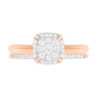 0.29 CT. T.W. Composite Diamond Cushion Frame Bridal Set in 10K Rose Gold|Peoples Jewellers