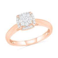 0.29 CT. T.W. Composite Diamond Cushion Frame Bridal Set in 10K Rose Gold|Peoples Jewellers