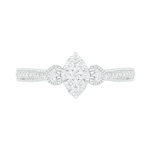 0.29 CT. T.W. Composite Diamond Marquise Vintage-Style Bridal Set in 10K White Gold|Peoples Jewellers