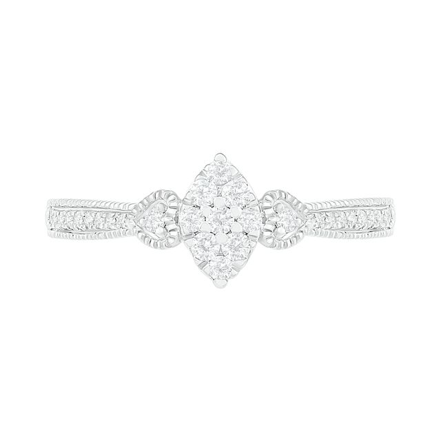 0.29 CT. T.W. Composite Diamond Marquise Vintage-Style Bridal Set in 10K Gold