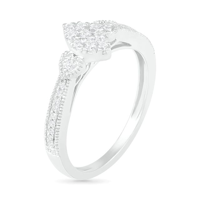 0.29 CT. T.W. Composite Diamond Marquise Vintage-Style Bridal Set in 10K White Gold|Peoples Jewellers