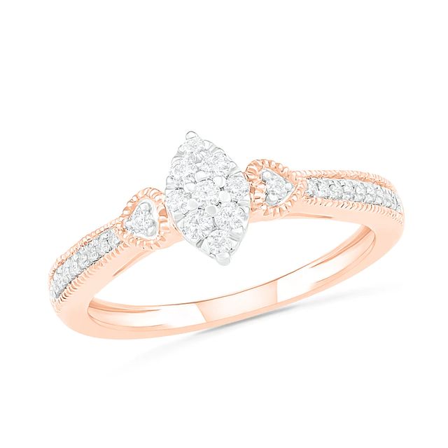 0.29 CT. T.W. Composite Diamond Marquise Vintage-Style Bridal Set in 10K Rose Gold|Peoples Jewellers