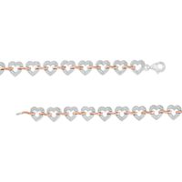 0.10 CT. T.W. Diamond Hearts Bracelet in Sterling Silver and 10K Rose Gold - 7.5"|Peoples Jewellers