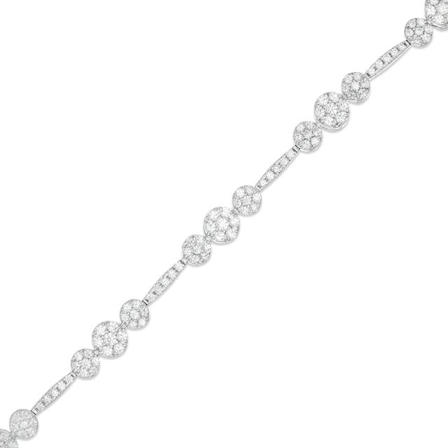 2.00 CT. T.W. Composite Diamond Three Stone Station Bracelet in 10K White Gold - 7.25"