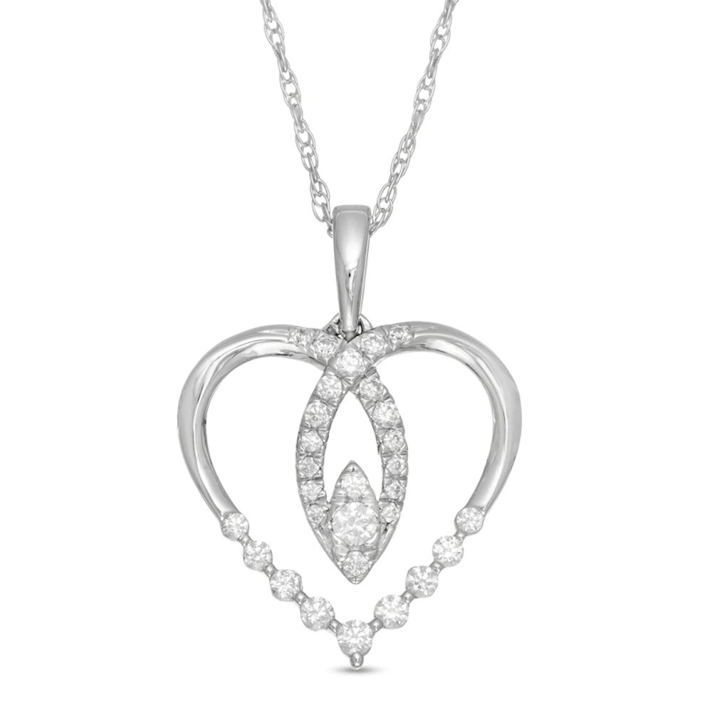 0.33 CT. T.W. Diamond Heart Pendant in 10K White Gold|Peoples Jewellers