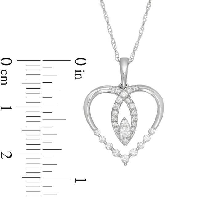 0.33 CT. T.W. Diamond Heart Pendant in 10K White Gold