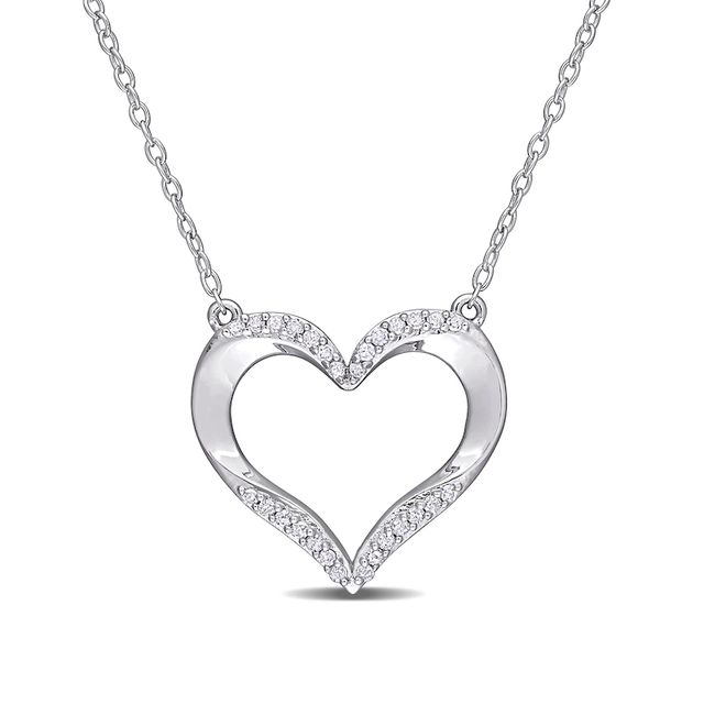 0.14 CT. T.W. Diamond Heart Necklace in Sterling Silver - 17"|Peoples Jewellers