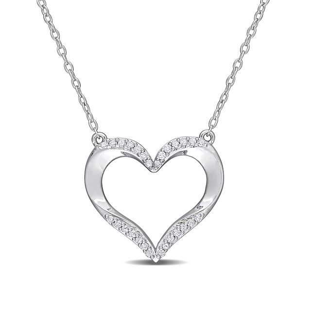 0.14 CT. T.W. Diamond Heart Necklace in Sterling Silver - 17"