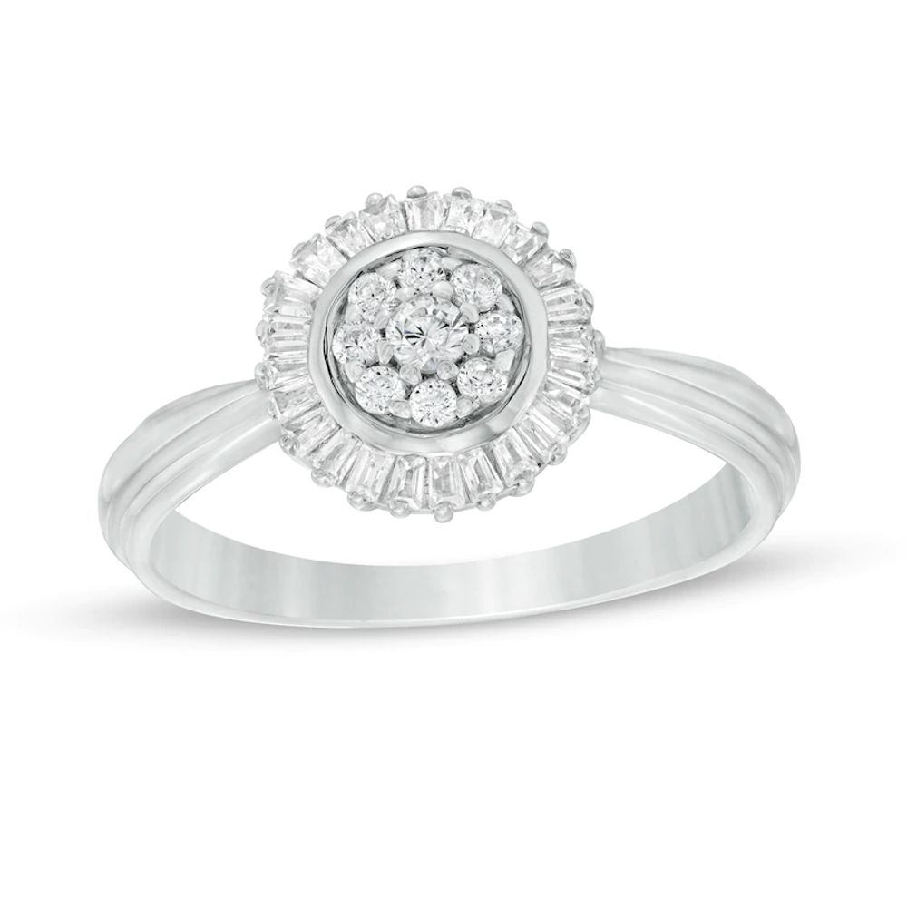 Peoples 0.25 CT. T.W. Composite Diamond Starburst Frame Promise Ring in  Sterling Silver, Peoples Jewellers