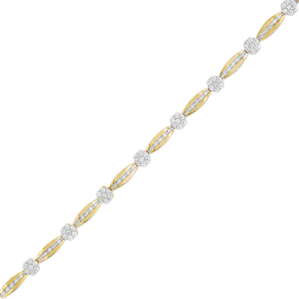 1.00 CT. T.W. Diamond Flower Station Line Bracelet in 10K Gold|Peoples Jewellers