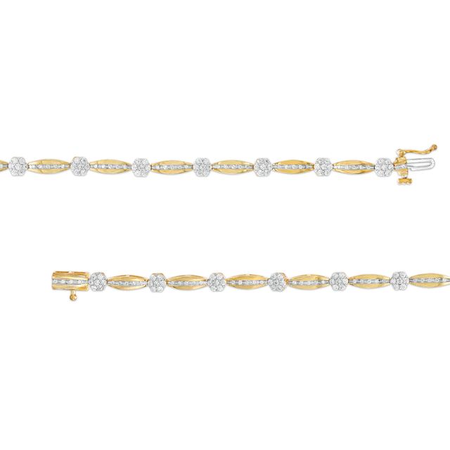 1.00 CT. T.W. Diamond Flower Station Line Bracelet in 10K Gold|Peoples Jewellers