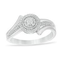 0.10 CT. T.W. Composite Diamond Bypass Promise Ring in Sterling Silver|Peoples Jewellers