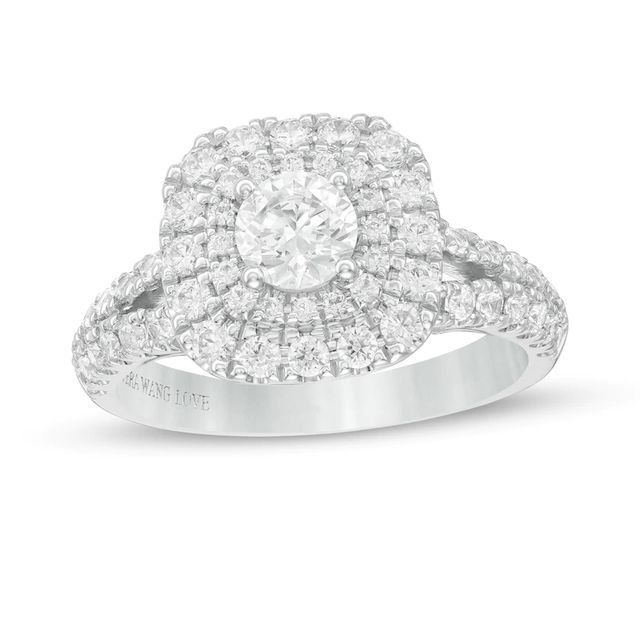 Vera Wang Love Collection 1.45 CT. T.W. Diamond Double Cushion Frame Engagement Ring in 14K White Gold|Peoples Jewellers
