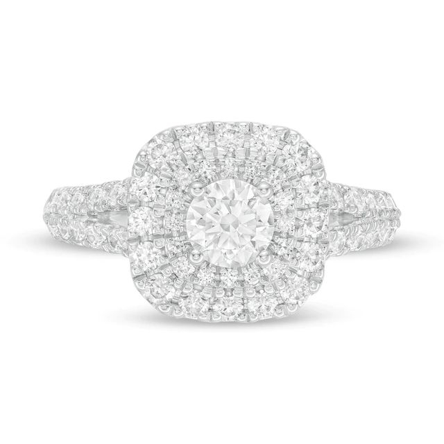 Vera Wang Love Collection 1.45 CT. T.W. Diamond Double Cushion Frame Engagement Ring in 14K White Gold|Peoples Jewellers