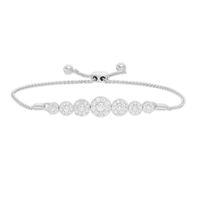 1.00 CT. T.W. Composite Diamond Seven Stone Bolo Bracelet in 10K White Gold - 9.0"|Peoples Jewellers