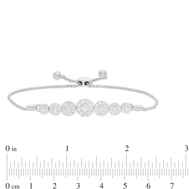 1.00 CT. T.W. Composite Diamond Seven Stone Bolo Bracelet in 10K White Gold - 9.0"|Peoples Jewellers