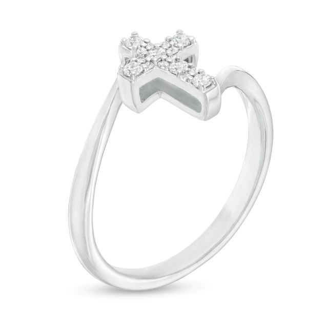 0.12 CT. T.W. Diamond Cross Bypass Ring in Sterling Silver|Peoples Jewellers