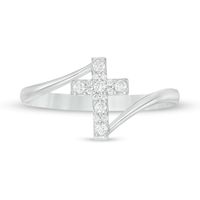 0.12 CT. T.W. Diamond Cross Bypass Ring in Sterling Silver|Peoples Jewellers