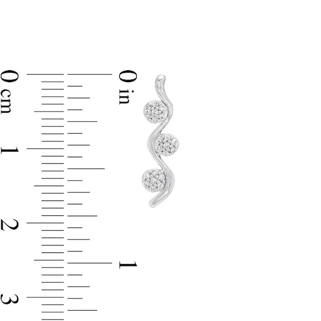 0.15 CT. T.W. Composite Diamond Wavy Drop Earrings in 10K White Gold|Peoples Jewellers