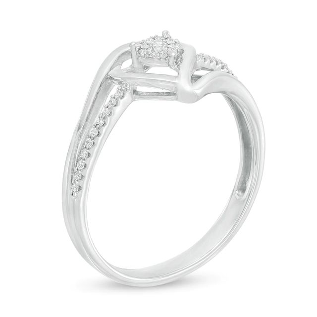 0.15 CT. T.W. Diamond Heart Split Shank Ring in Sterling Silver|Peoples Jewellers