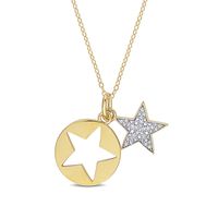 0.10 CT. T.W. Diamond Star Cutout Disc Pendant in Sterling Silver with Yellow Rhodium|Peoples Jewellers