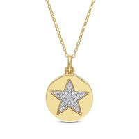 0.10 CT. T.W. Diamond Star Cutout Disc Pendant in Sterling Silver with Yellow Rhodium|Peoples Jewellers