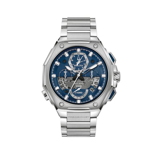 Men's Bulova Precisionist Chronograph Watch with Blue Dial (Model: 96B349)|Peoples Jewellers