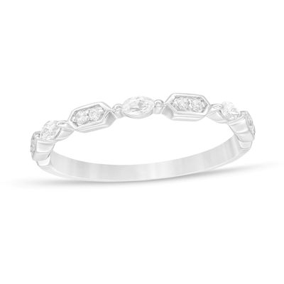 0.18 CT. T.W. Marquise and Round Diamond Alternating Anniversary Band in 10K Gold|Peoples Jewellers
