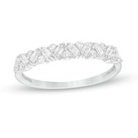 0.30 CT. T.W. Baguette and Round Diamond Zig-Zag Anniversary Band in 14K White Gold|Peoples Jewellers