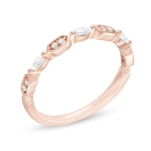 0.18 CT. T.W. Marquise and Round Diamond Alternating Anniversary Band in 10K Rose Gold|Peoples Jewellers