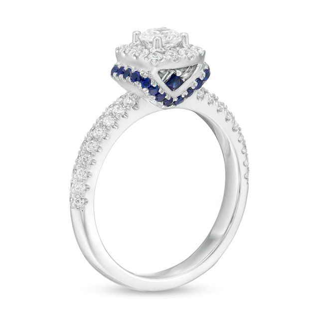 Vera Wang Love Collection 0.69 CT. T.W. Diamond and Blue Sapphire Collar Engagement Ring in 14K White Gold|Peoples Jewellers
