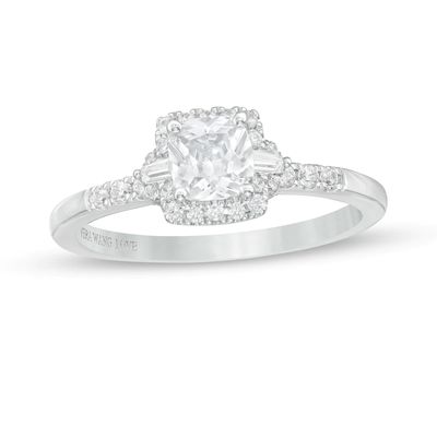 Vera Wang Love Collection 0.69 CT. T.W. Cushion-Cut Diamond Collar Engagement Ring in 14K White Gold|Peoples Jewellers