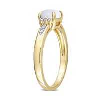 6.0mm Cushion-Cut Opal and 0.046 CT. T.W. Diamond Collar Promise Ring in 10K Gold|Peoples Jewellers