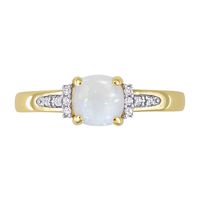 6.0mm Cushion-Cut Opal and 0.046 CT. T.W. Diamond Collar Promise Ring in 10K Gold|Peoples Jewellers