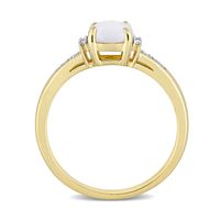 6.0mm Cushion-Cut Opal and 0.046 CT. T.W. Diamond Collar Promise Ring in 10K Gold|Peoples Jewellers