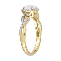 6.0mm Opal and 0.16 CT. T.W. Diamond Frame Infinity Shank Promise Ring in 10K Gold|Peoples Jewellers