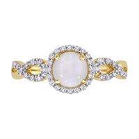 6.0mm Opal and 0.16 CT. T.W. Diamond Frame Infinity Shank Promise Ring in 10K Gold|Peoples Jewellers