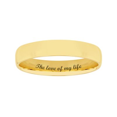 4.0mm Engravable Semi Comfort-Fit Low Dome Wedding Band in 10K White, Yellow or Rose Gold (1 Line)|Peoples Jewellers