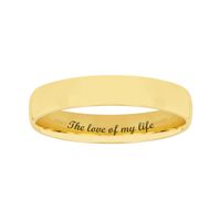 4.0mm Engravable Semi Comfort-Fit Low Dome Wedding Band in 10K White, Yellow or Rose Gold (1 Line)|Peoples Jewellers