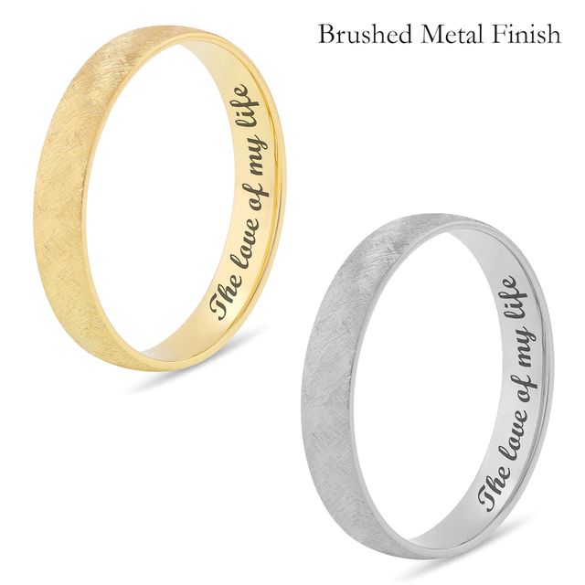 4.0mm Engravable Semi Comfort-Fit Low Dome Wedding Band in 10K White, Yellow or Rose Gold (1 Line)|Peoples Jewellers