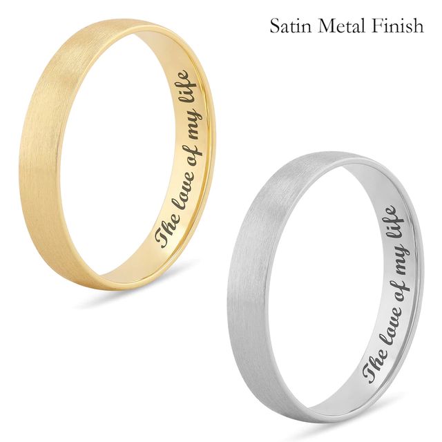 4.0mm Engravable Semi Comfort-Fit Low Dome Wedding Band in 10K White, Yellow or Rose Gold (1 Line)|Peoples Jewellers